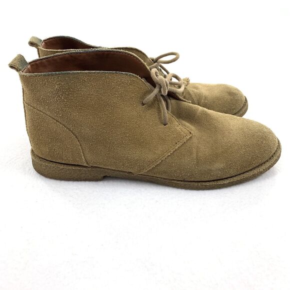 Lucky Brand Eberline Leather Ankle Boots 8 Womens Light Brown Suede Low Booties - Picture 1 of 9